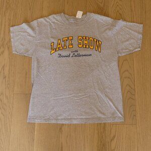 The Late Show with David Letterman Grey T Shirt TV Show Vintage Mens Large